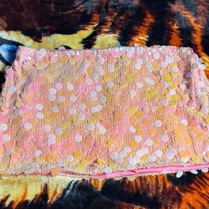 Fashion Nova Sequin Pink and Gold Mini Skirt